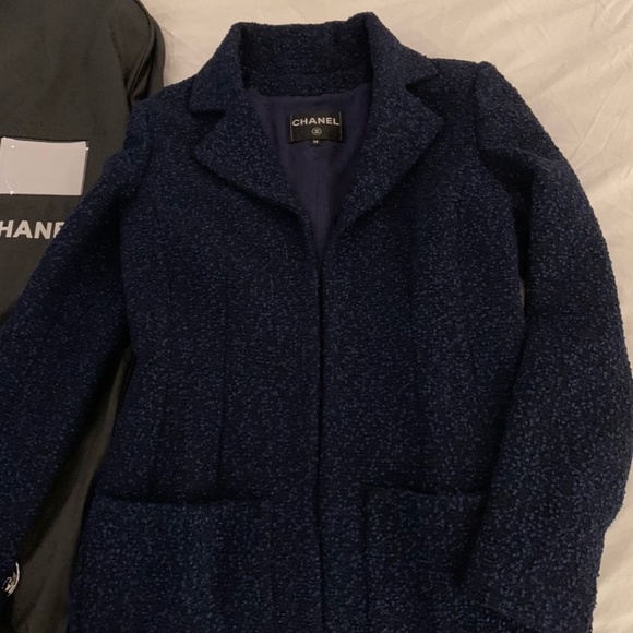 Chanel jacket/blazer in black/blue tweed - Picture 4 of 5